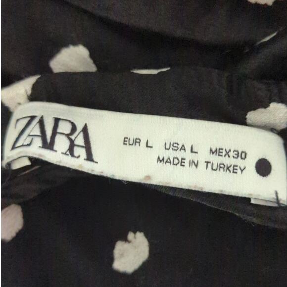 Zara Black & White Polka Dot Midi Long Skirt Women's Large Satin Ruched Bloggers - Picture 11 of 12